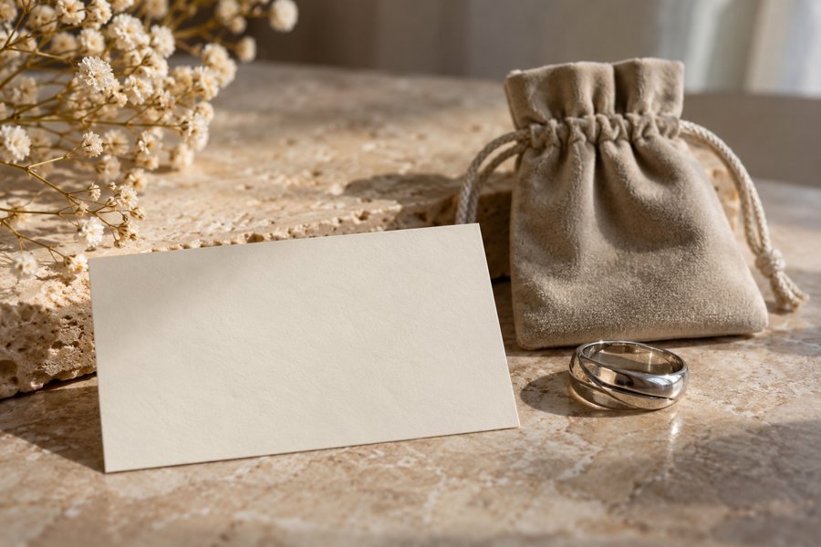 Jewelry packaging and a blank information card