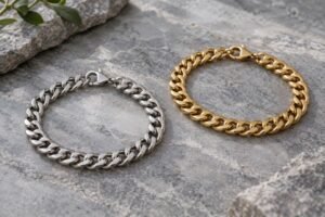 Silver and gold curb chain bracelet concepts