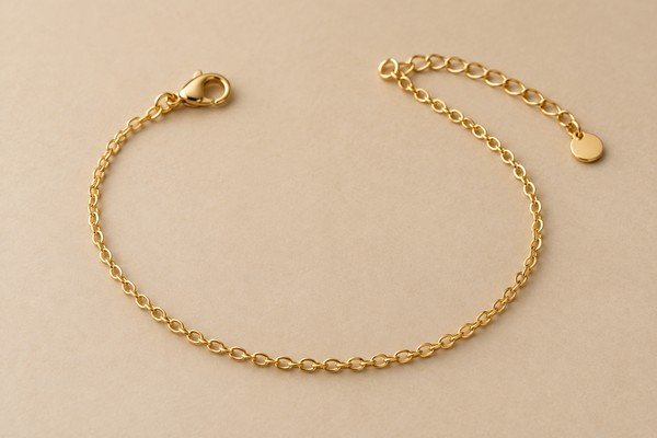 Gold necklace chain with an extension chain