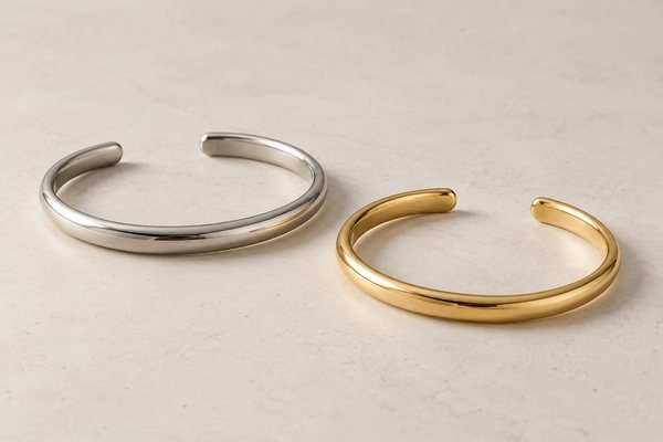 Illustrative Silver- and gold-tone open cuff bracelet concepts
