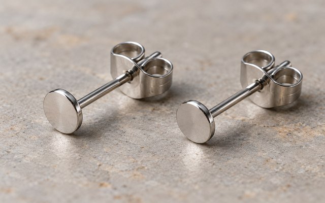 Paired stainless steel stud earrings