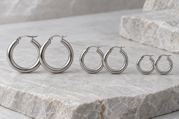 Hoop earring pairs in different sizes