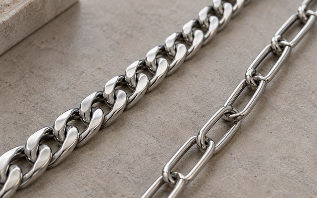 Different chain link profiles side by side