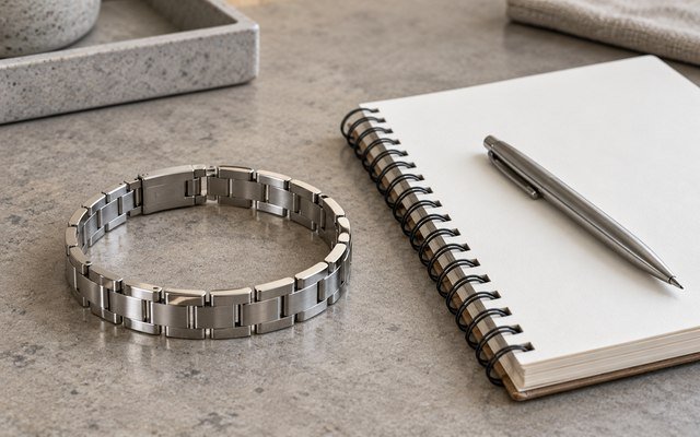 Jewelry samples and a blank buying notebook