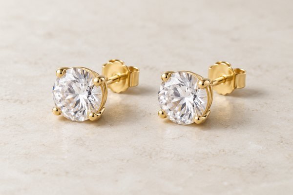 Illustrative Matched faceted stud earring concepts