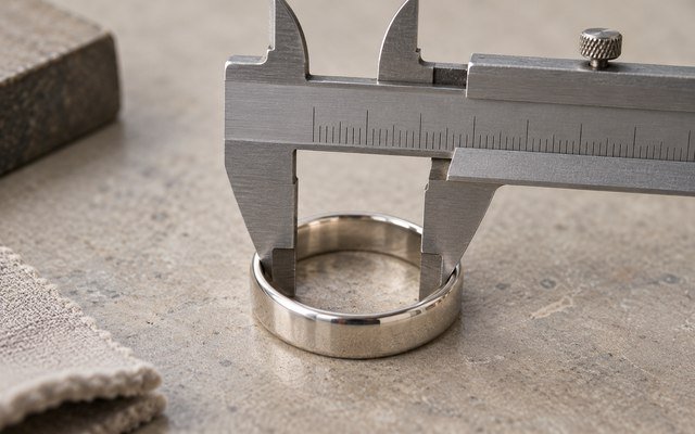Ring and a caliper in an illustrative measuring scene