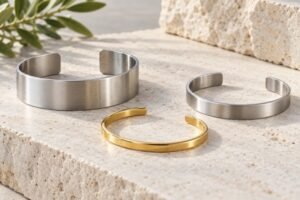 Open cuff bracelets in different widths and finishes