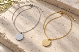 Silver and gold disc pendant necklace concepts
