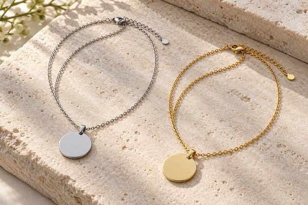 Silver and gold disc pendant necklace concepts