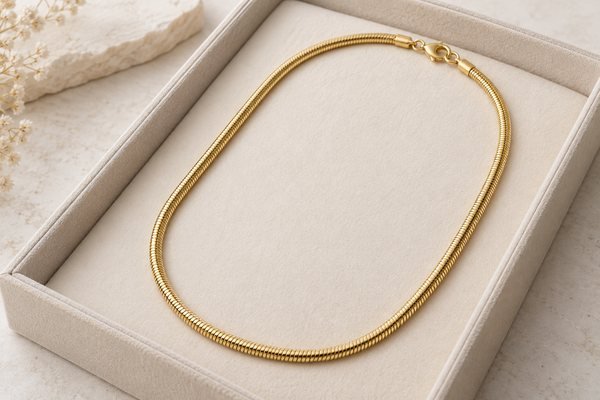 Illustrative Snake chain arranged in a jewelry insert