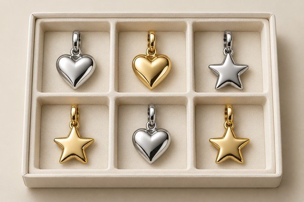 Heart and star charms in separate compartments