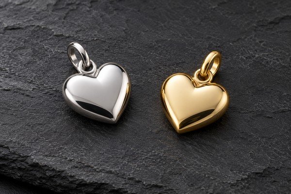 Silver and gold heart charm sample concepts
