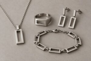 Coordinated gold stainless steel jewelry collection