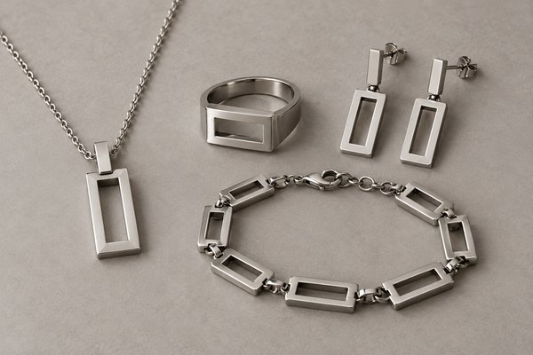 Coordinated gold stainless steel jewelry collection