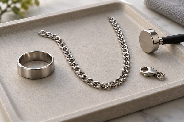 Plain stainless steel chain and ring assortment